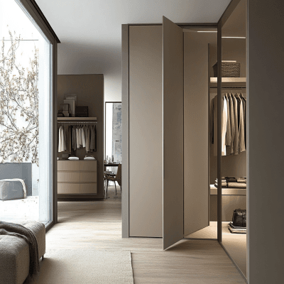 Contemporary Swing Single Door Design for Walk-In Wardrobe