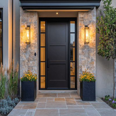 Contemporary Swing Single Door Design with Matte Finish for Entrances