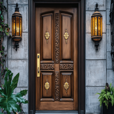 Indian Traditional Swing Single Door Design with Matte Finish