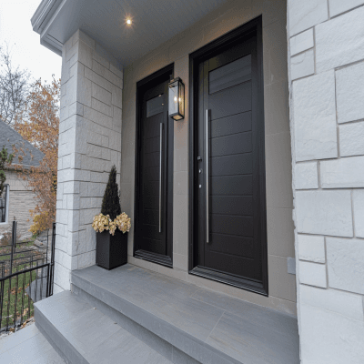 Modern Swing Single Door Design With Glass and Matte Finish