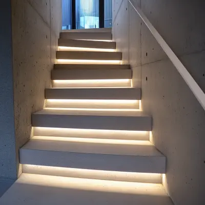 Contemporary Straight Staircase Design in Concrete