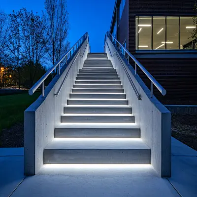 Sleek Modern Straight Staircase Design Crafted from Concrete