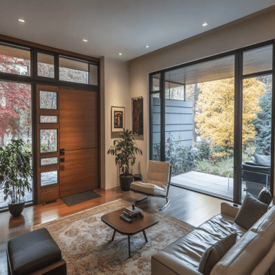 Sleek Mid-Century Modern Swing Door Design for Living Areas