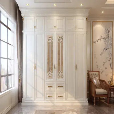 Snow White Transitional 6-Door Swing Wardrobe Design
