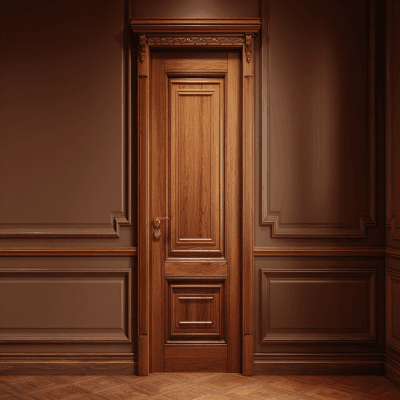 Solid Wood Traditional Panel Door Design with Matte Finish