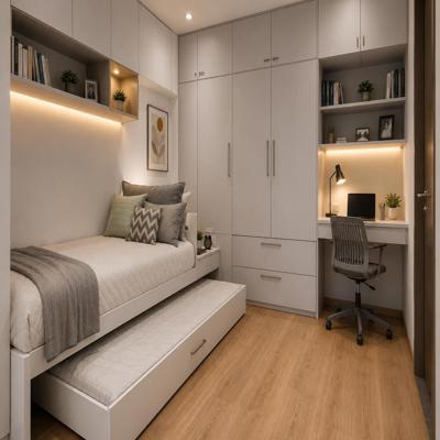Space Saving Bedroom Design with Pull Out Trundle Bed