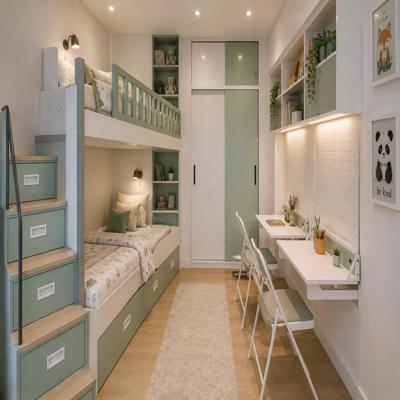 Space Saving Kids Bedroom Design with Bunk Beds and Storage