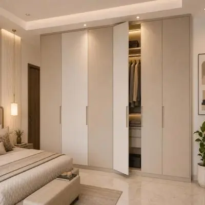 Spacious Beige Full Length Wardrobe