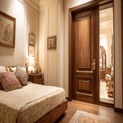Traditional Swing Single Door Design for Bedroom