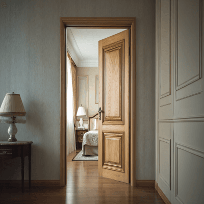 Traditional Swing Single Door Design with Matte Finish