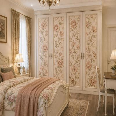 Vintage Styled Spacious Wardrobe Design With Floral Shutters