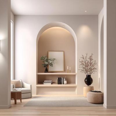 White and Beige Wall Paint Design With Subtle Arched Niche